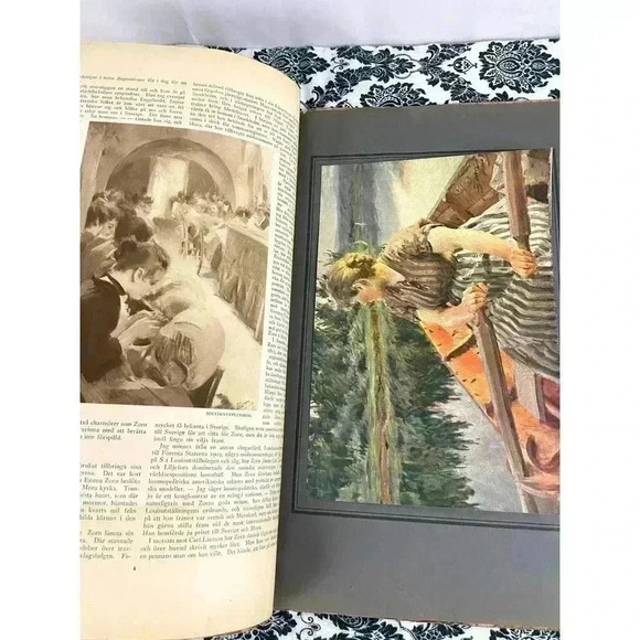 RARE Swedish Art Large Handmade Book 1922 Antique Artwork Reprints Cover - Picture 6 of 9